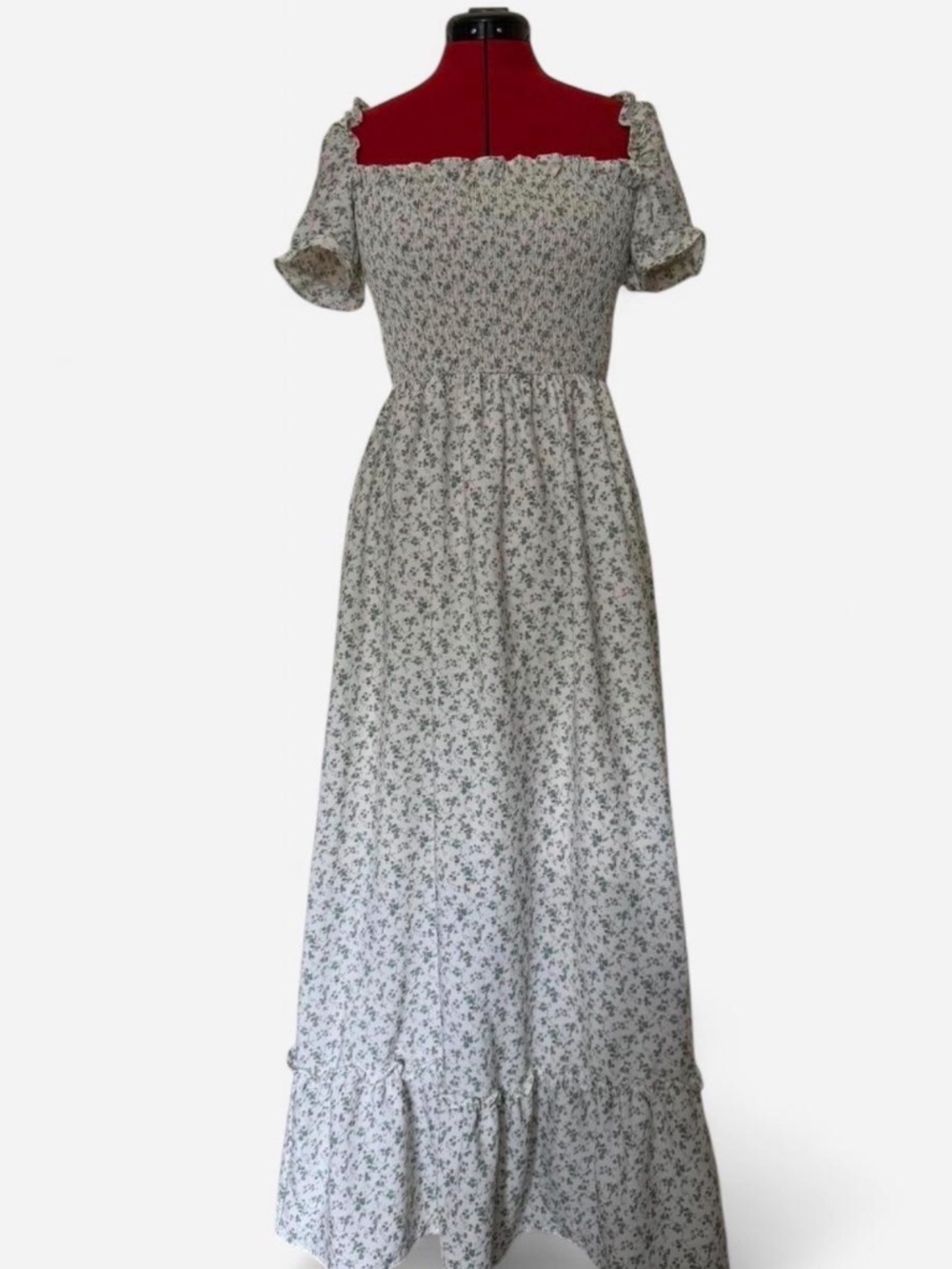 Shirred Puff Sleeve Floral Prairie Maxi Dress🤍
